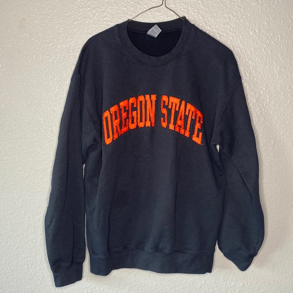 Awesome Emroidered Oregon State Black and Orange Sweatshirt